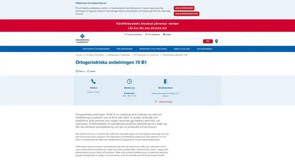 Ortogeriatrisk avdelning 70 B1