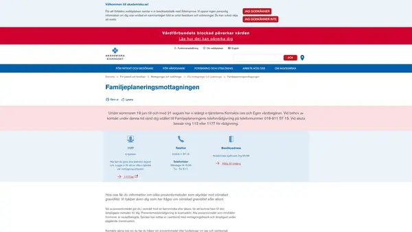 Abort- och preventivmedelsmottagningen vid Akademiska sjukhuset, Uppsala