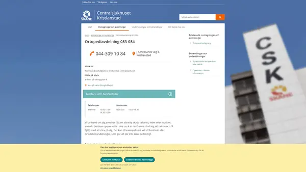Ortopediavdelning akut Kristianstad