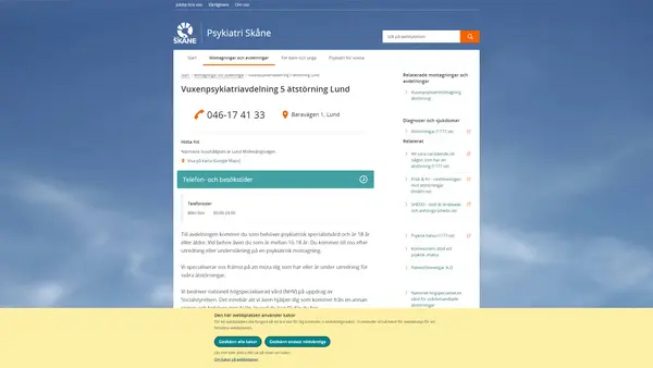 Vuxenpsykiatriavdelning 5 ätstörning Lund