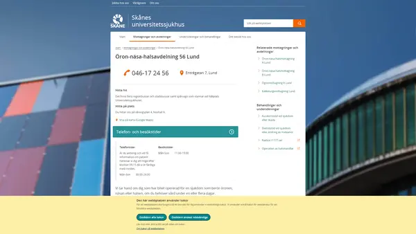 Öron- näs- och halsavdelning Lund