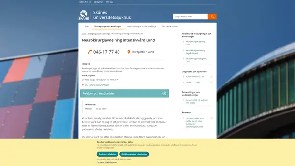 Neurokirurgiavdelning intensivvård Lund