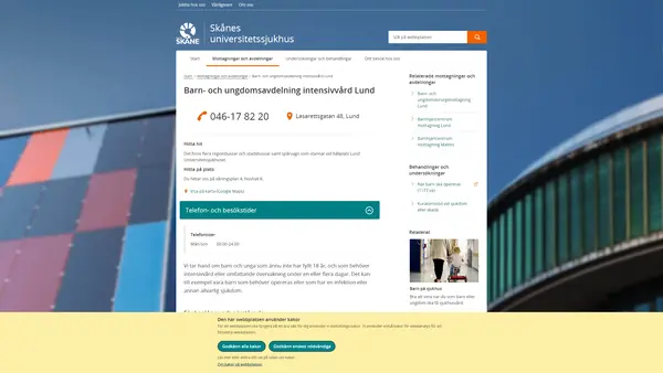 Intensivvårdsavdelning barn och ungdom Lund