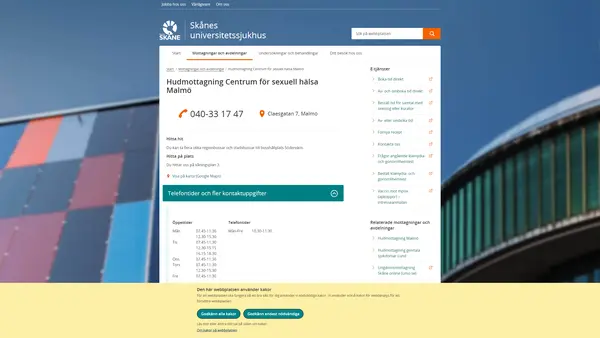 Hudmottagning Centrum för sexuell hälsa Malmö