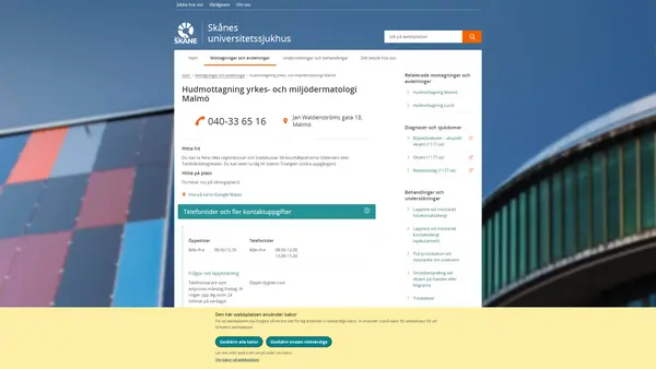 Hudmottagning yrkes- och miljödermatologi Malmö