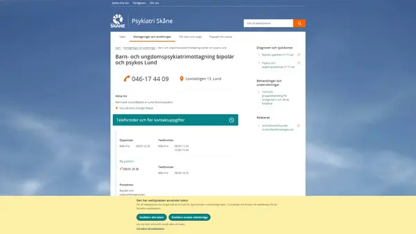 Barn- och ungdomspsykiatrimottagning bipolär och psykos Malmö