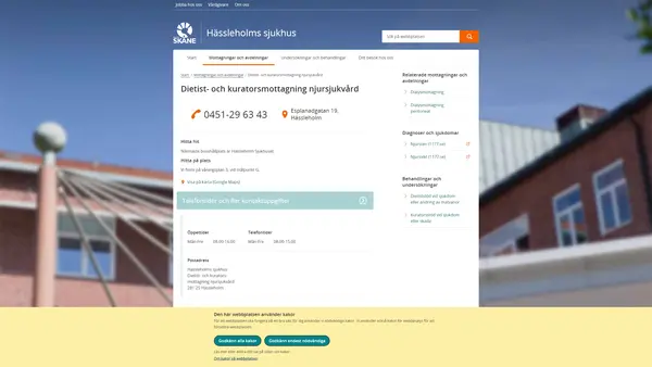 Dietist- och kuratorsmottagning njurmedicin Hässleholm