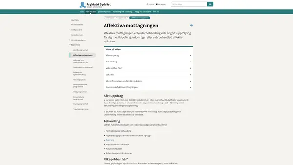 Affektiva mottagningen, Psykiatri Sydväst