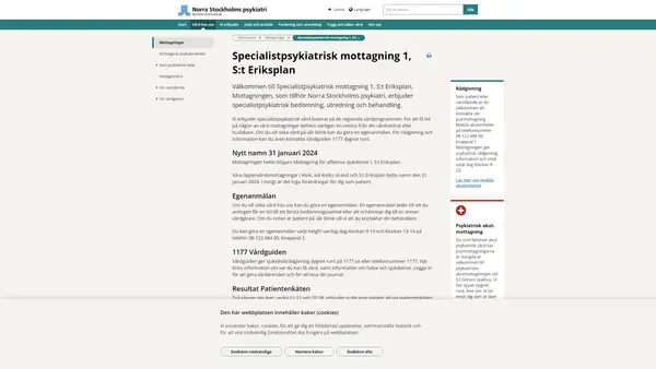 Specialistpsykiatrisk mottagning 1 St Eriksplan, Norra Stockholms psykiatri