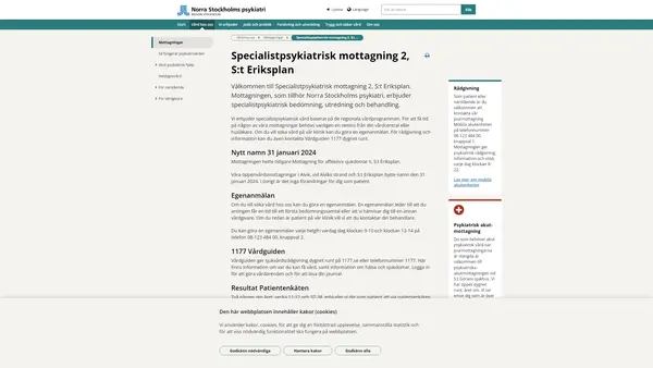Specialistpsykiatrisk mottagning 2 St Eriksplan, Norra Stockholms psykiatri