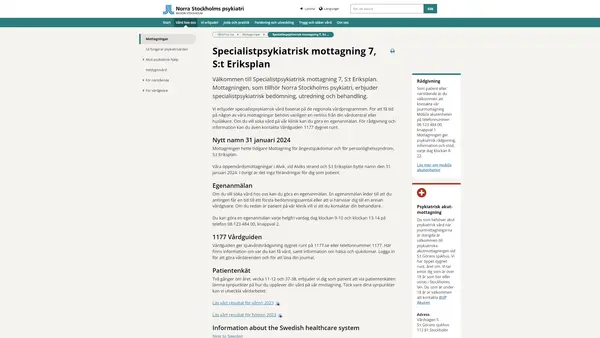 Specialistpsykiatrisk mottagning 7 St Eriksplan, Norra Stockholms psykiatri