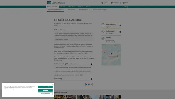 Vårdavdelning 16 BB Danderyd, Danderyds sjukhus