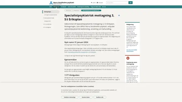 Specialistpsykiatrisk mottagning 3 St Eriksplan, Norra Stockholms psykiatri