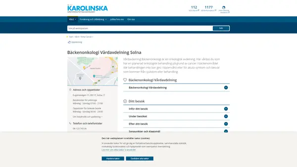 Vårdavdelning Onkologi 9 Solna, Karolinska Universitetssjukhuset