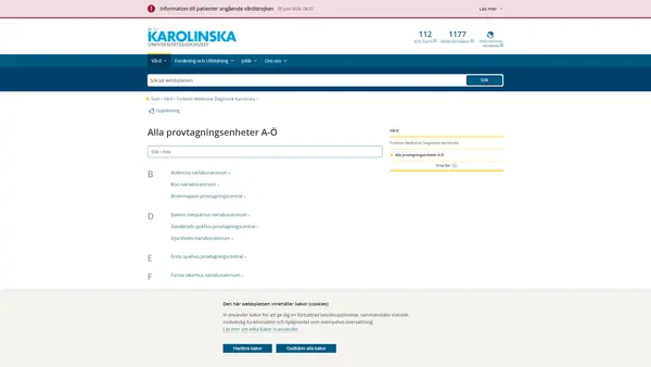 Provtagning Södertälje, Karolinska Universitetssjukhuset