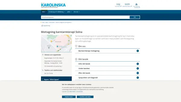 Mottagning Tarm och stomi Solna, Karolinska Universitetssjukhuset