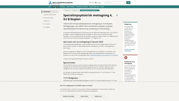 Specialistpsykiatrisk mottagning 4 St Eriksplan, Norra Stockholms psykiatri