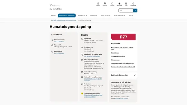 Hematologimottagning - dagvård Uddevalla sjukhus, Uddevalla