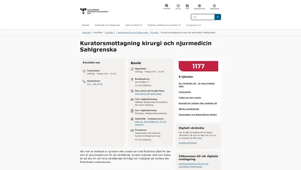 Cancerreh kirurgi kurator Sahlgrenska, Göteborg