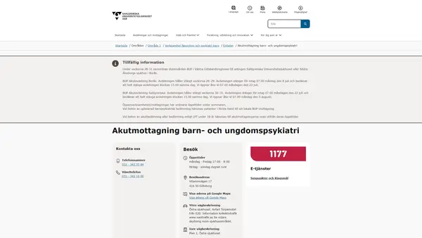 Jourmottagning barn- och ungdomspsykiatri, Göteborg