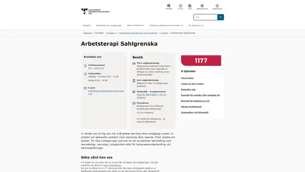 Reumatologimottagning Arbetsterapi Sahlgrenska, Göteborg