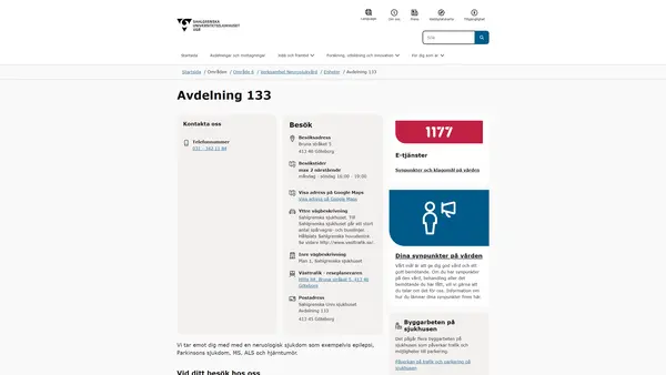 Neurologi dagvård 2 avd. 133, Göteborg
