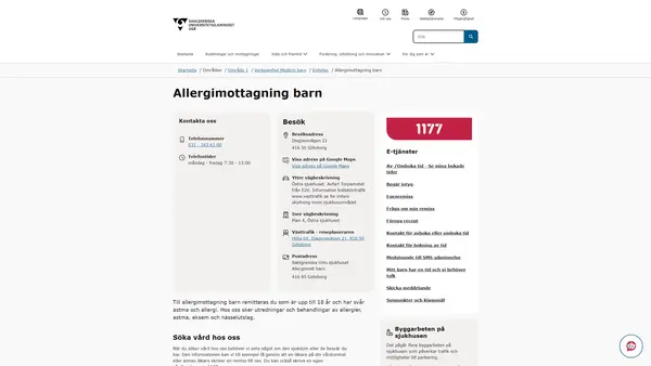 Allergimottagning barn, Göteborg