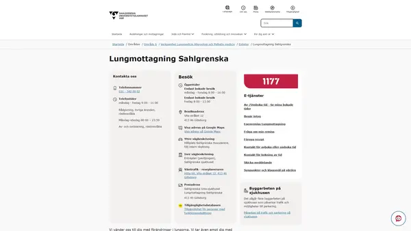 Lungmottagning diagnostik Sahlgrenska, Göteborg