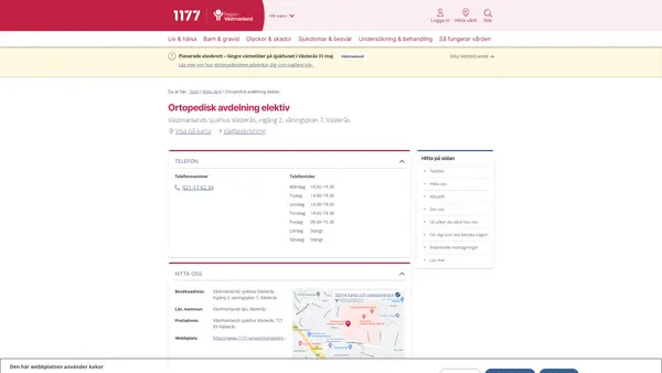 Ortopedisk avdelning elektiv, Västerås
